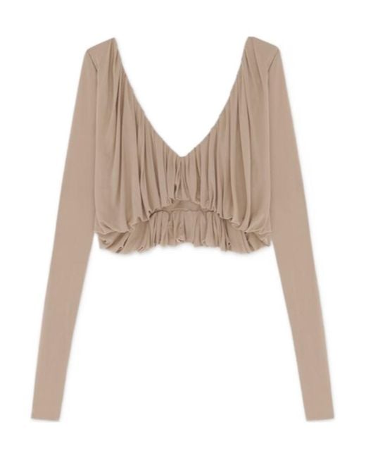 Saint Laurent White V-Neck Cropped Top