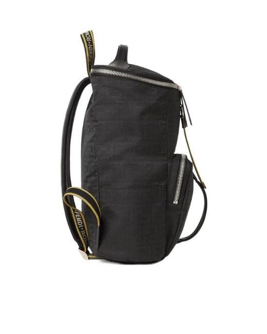 Fendi Black Ff Logo-Jacquard Backpack for men