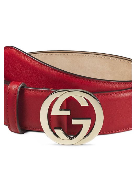Gucci Red Mutual Buckle Double G Belt