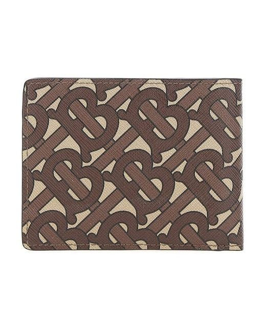 Burberry Brown Monogram Print Bifold Wallet for men