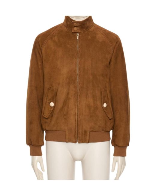 Valentino Brown Zip-Up Mock Neck Jacket for men