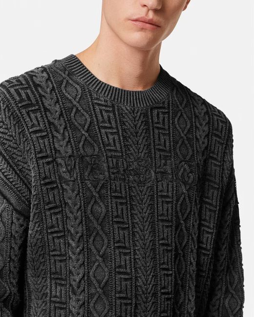 Versace Black Logo Embroidered Knitted Jumper for men