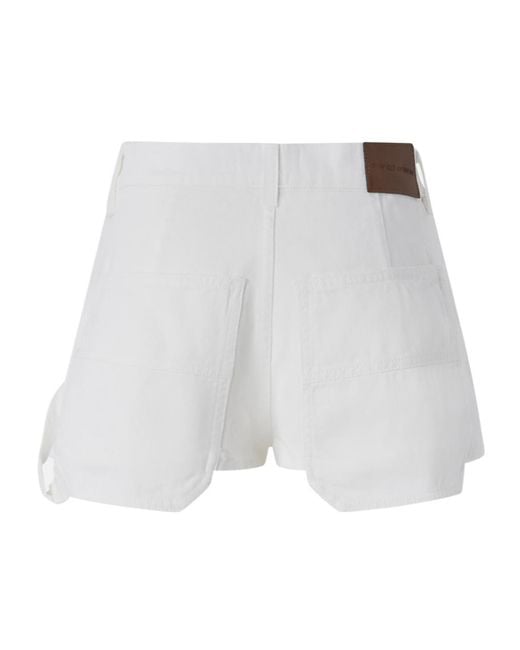 Pinko White Logo Patch Denim Shorts