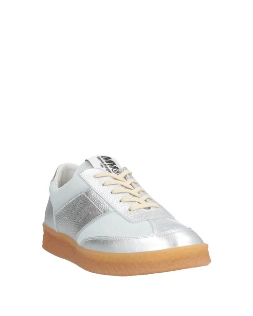 MM6 by Maison Margiela White Metallic Low-Top Leather Shoes