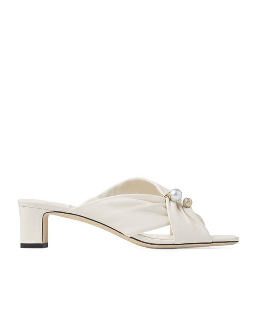 Jimmy Choo White Latte Soft Glove Leather Sandals