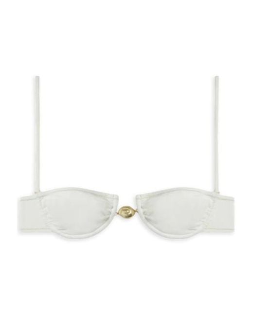 Reina Olga White Hammond Shell-Detail Bikini Top