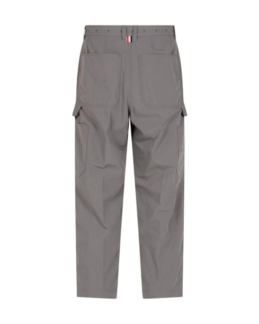 Thom Browne Gray Belted Cargo Pants for men