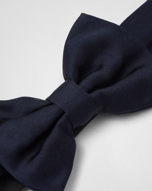 Prada Blue Logo-Detailed Bow Tie for men