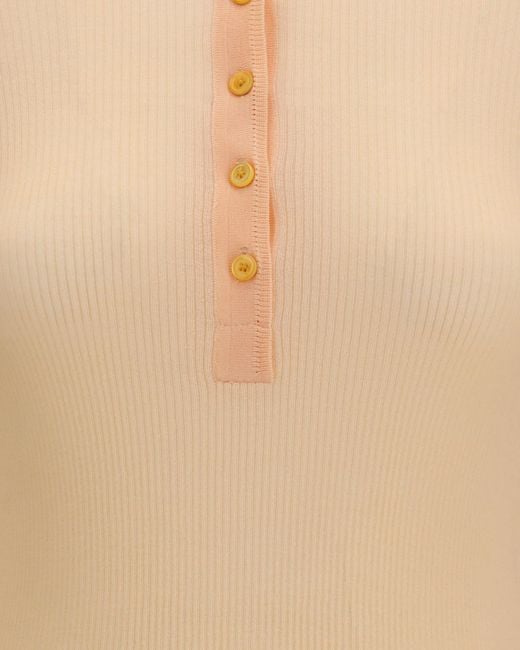 Chloé Natural Chloé Ribbed Henley Knitted Sweater
