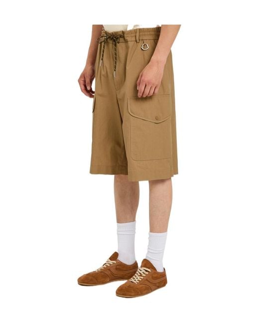 Moncler Natural Cotton Cargo Shorts for men
