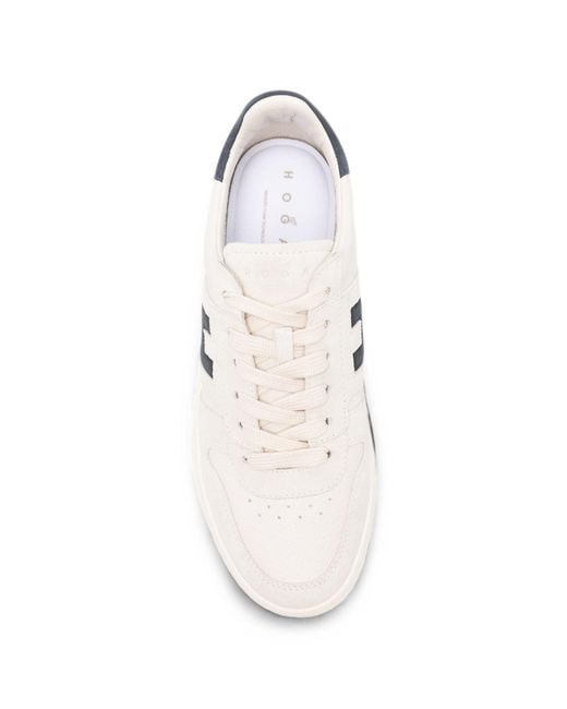 Hogan White H-Tv Logo-Patch Panelled Sneakers for men