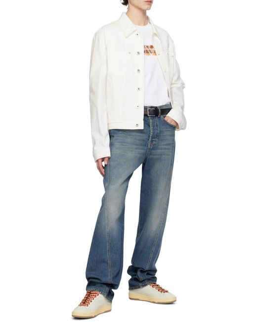 Lanvin White Suede Curb Lite Sneakers For for men