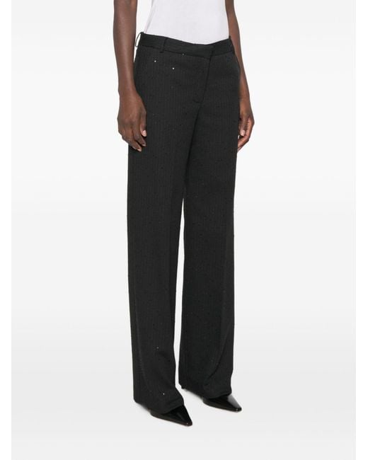 ERMANNO FIRENZE Black Striped-Detail Casual Trousers