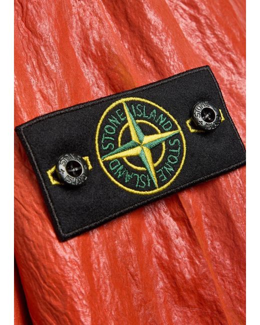 Stone Island Orange Slick Hooded Nylon-Tela Jacket for men