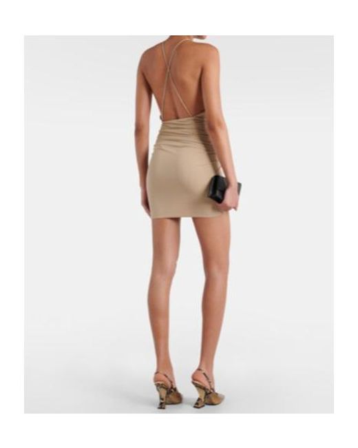 Alexandre Vauthier Natural Draped Ruffled Wrap Dress
