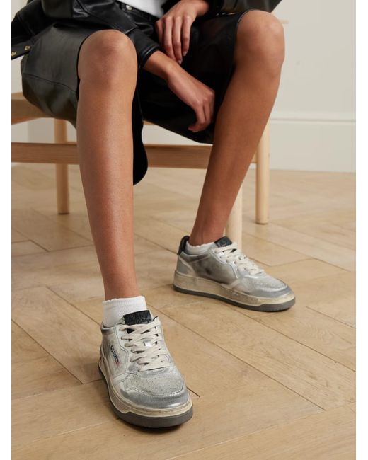 Autry Gray Uper Vintage Distressed Sneakers