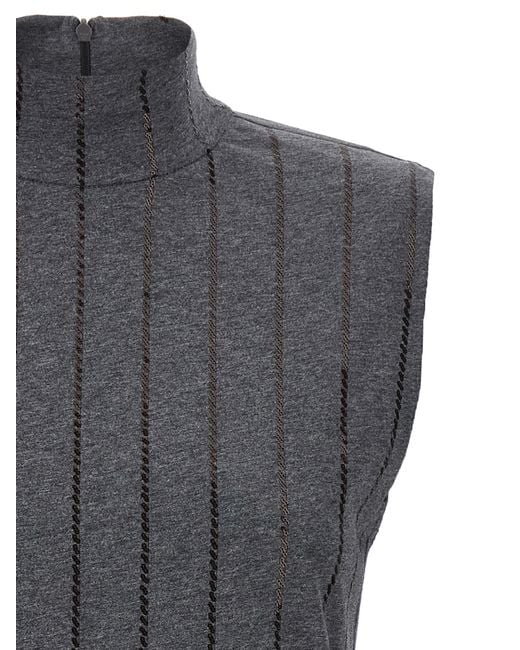 Brunello Cucinelli Gray Micro Sequin Top