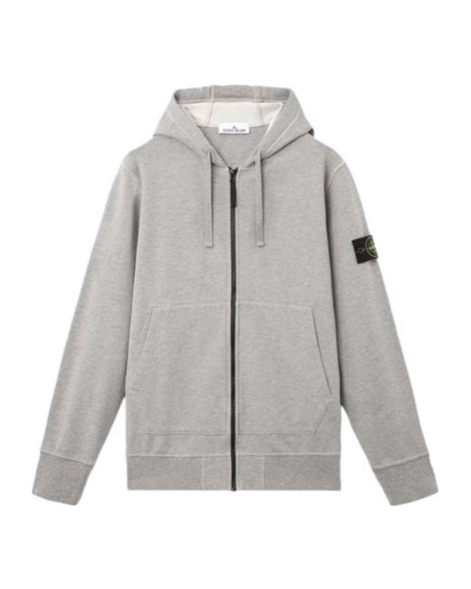 Stone Island Gray Regular-Fit Zip-Up Hooded Sweatshirt for men