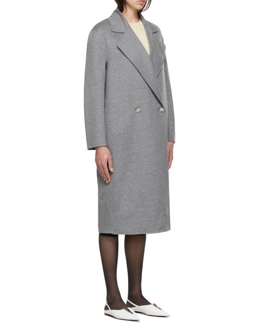 Stella McCartney Gray Oversize Double-Breasted Wool Coat