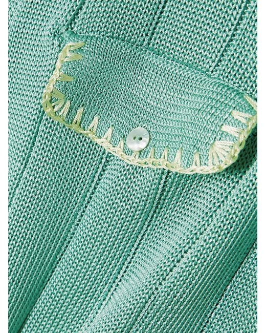 Calle Del Mar Green Rib-Knit Shirt