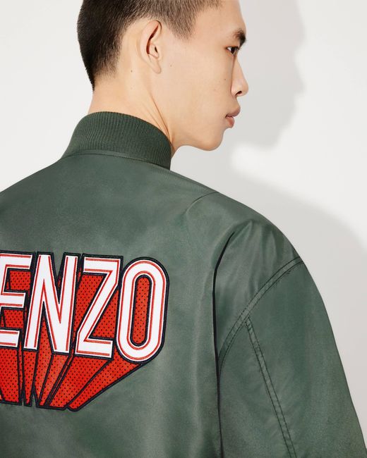 KENZO Green 3D Logo Zipped Bomber Jacket for men