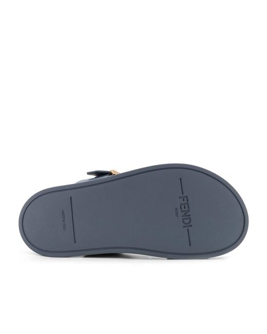 Fendi Blue Feel Ff Embossed Sandals