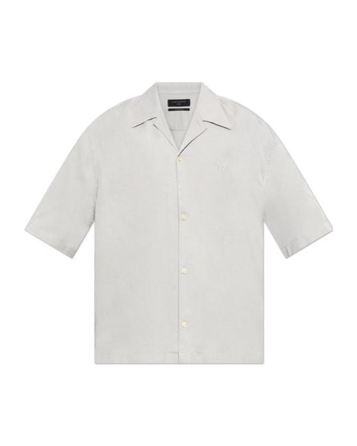 AllSaints White Logo Embroidered Short-Sleeved Shirt for men