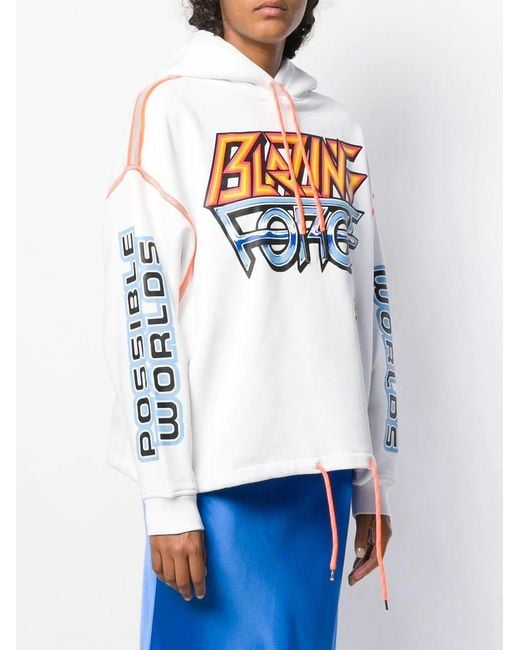McQ Alexander McQueen White Pattern Printed Hooded Sweater