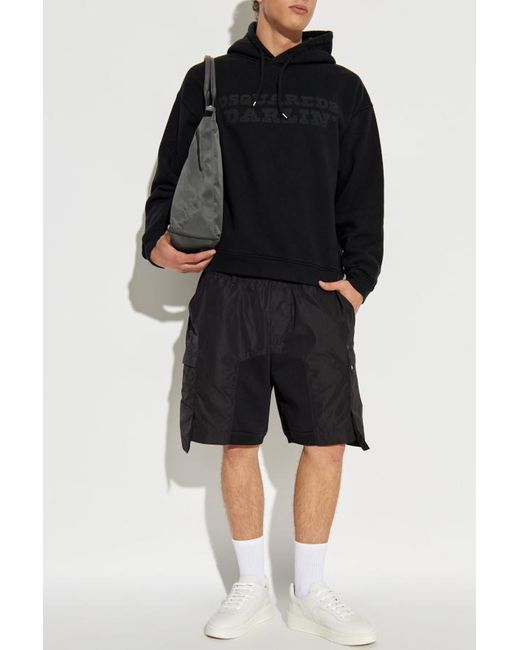 DSquared² Blue Logo Printed Drawstring Hoodie for men