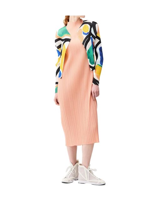 Pleats Please Issey Miyake Yellow Pleated Cardigan