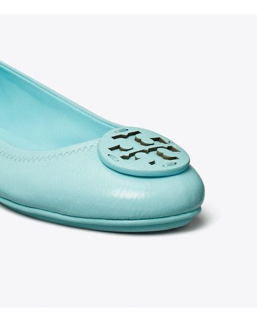 Tory Burch Green Minnie Travel Ballerina Flat Shoes