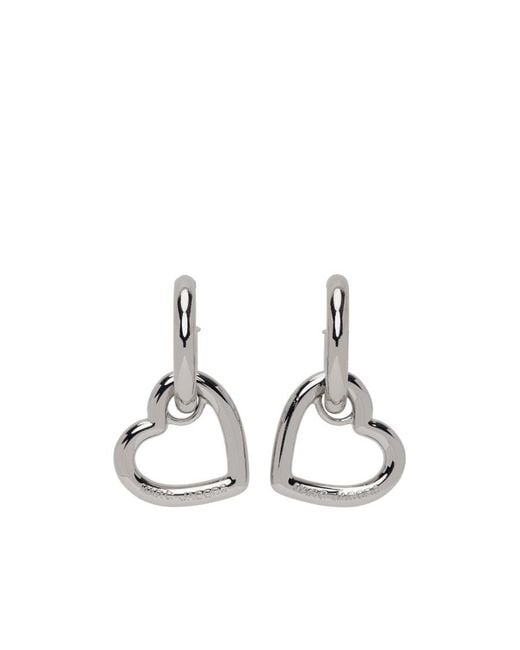 Marc Jacobs White Heart-Detail Hoop Earrings