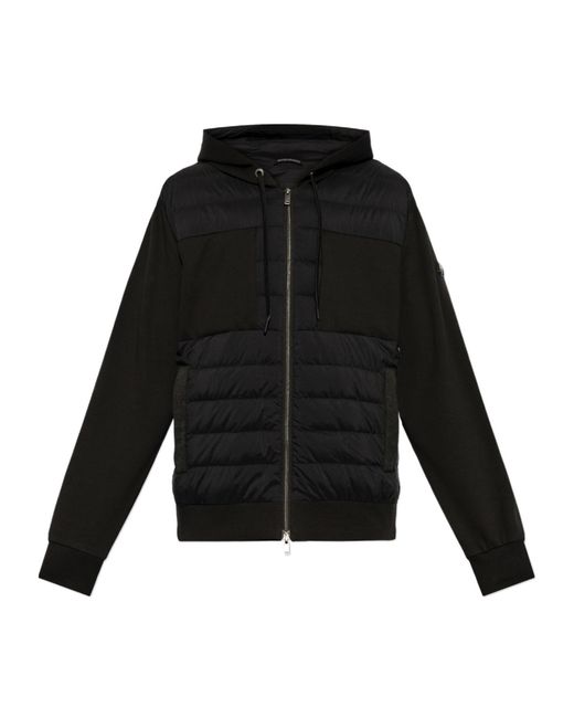 Moose Knuckles Black Air Down Garnier Hybrid Zipped Hoodie for men