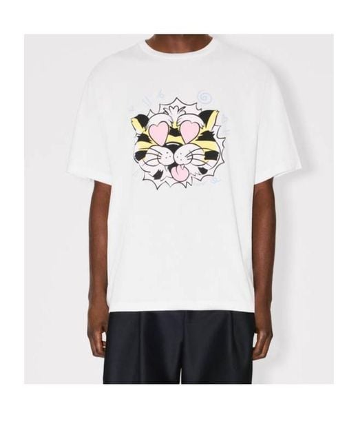 KENZO White Graphic Printed Short Sleeved T-Shirt for men