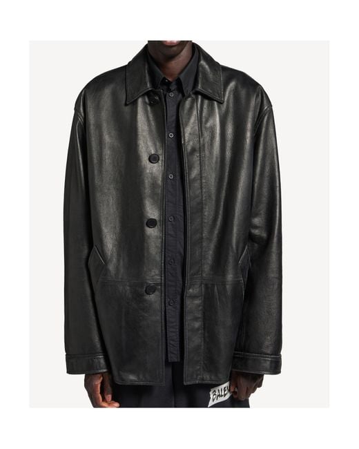 Balenciaga Black Collared Button-Up Jacket for men