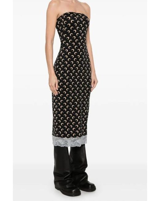 MARINE SERRE Black Moon-Print Midi Dress