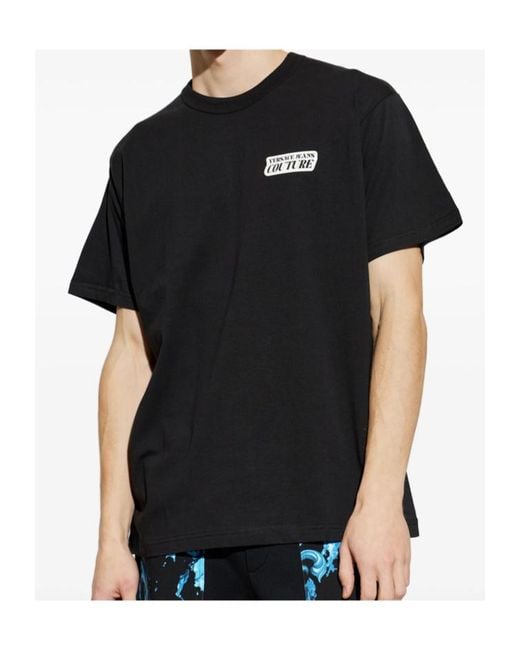 Versace Black Jeans Couture Logo Printed Crewneck T-Shirt for men