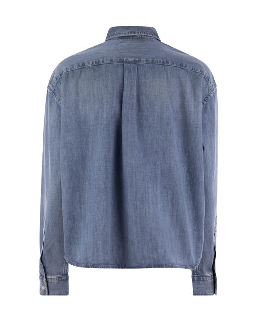 Polo Ralph Lauren Blue Logo Embroidered Denim Shirt
