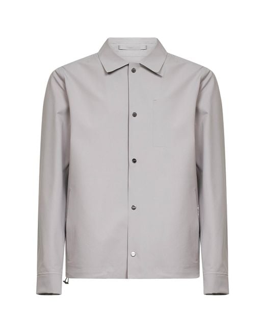 Herno Gray Long-Sleeved Buttoned Shirt for men