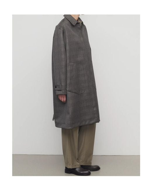 The Row Gray Wool-Silk Check Coat