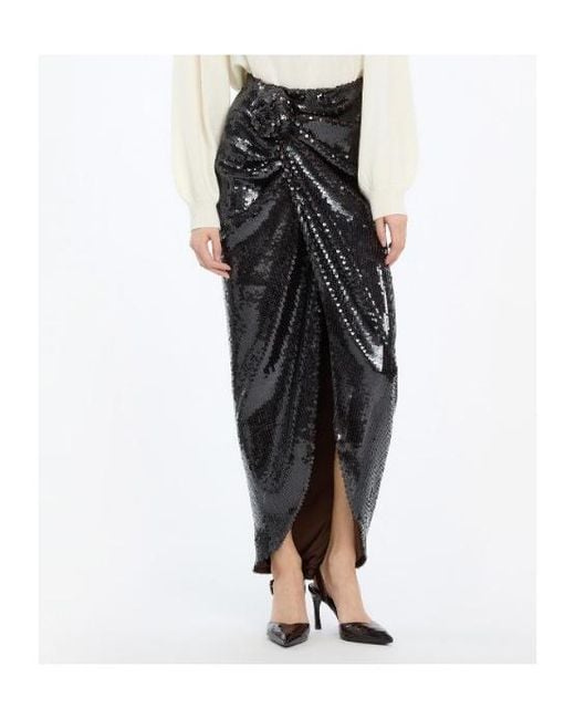 ROTATE BIRGER CHRISTENSEN Black Sequins Knot Skirt