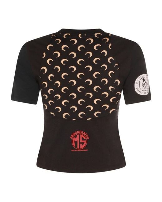 MARINE SERRE Black Graphic Moon-Printed Upcycled T-Shirt