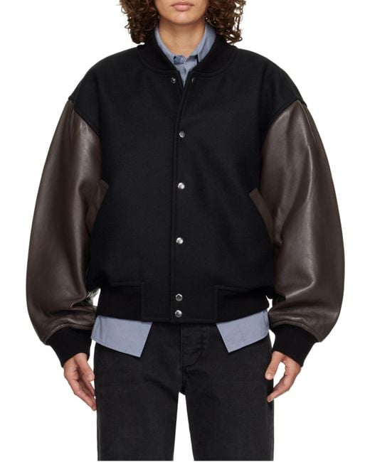 Studio Nicholson Black Long-Sleeved Baseball Jacket for men