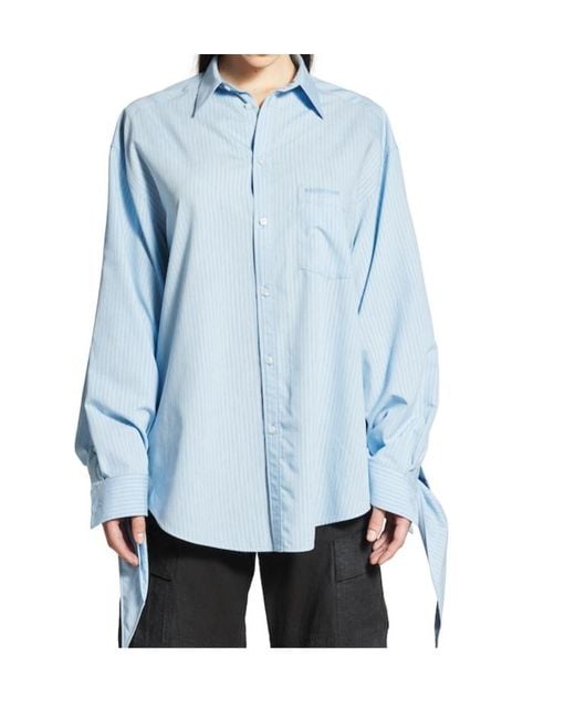 Balenciaga Blue Knotted Cuff Blouse