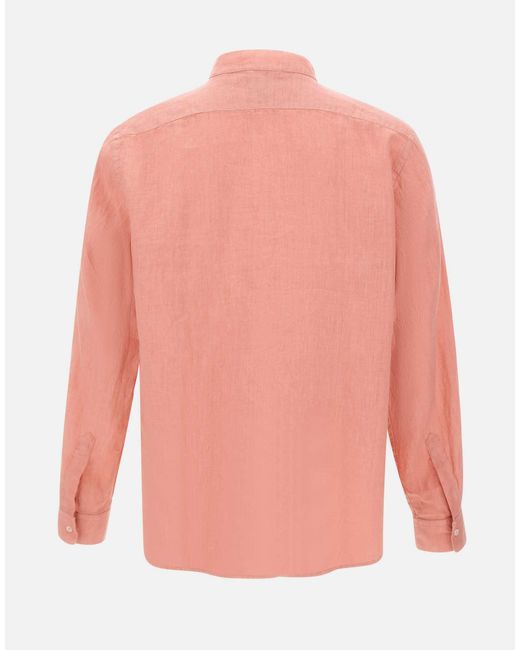 Aspesi Pink Bruce Slim Band-Collar Shirt for men