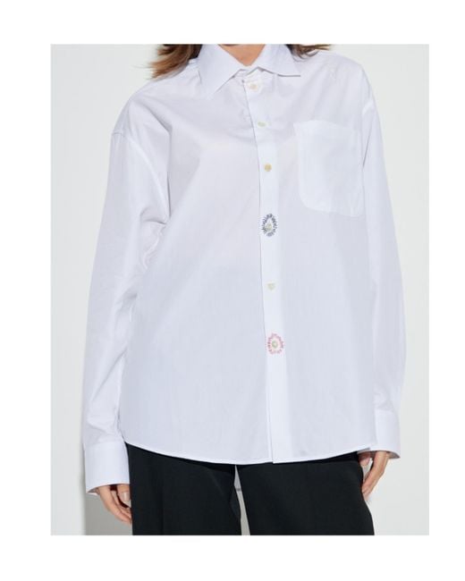 Marni White Embroidered-Detail Cotton Shirt