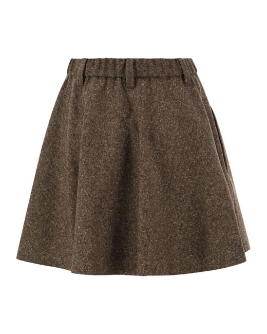Brunello Cucinelli Brown Monili Donegal Mini Circle Skirt
