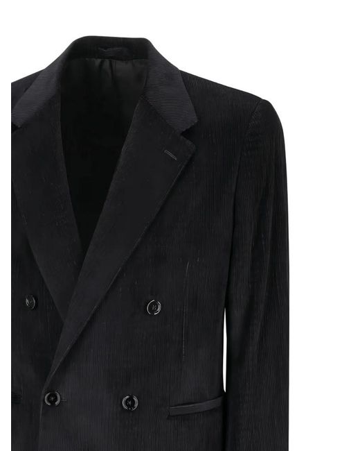 Lardini Black Double-Breasted Corduroy Jacket for men