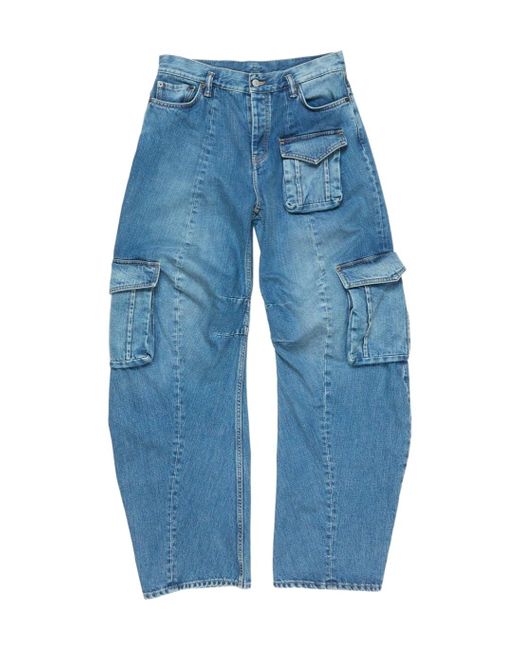 Acne Blue Gathered-Detailed Pocket Jeans