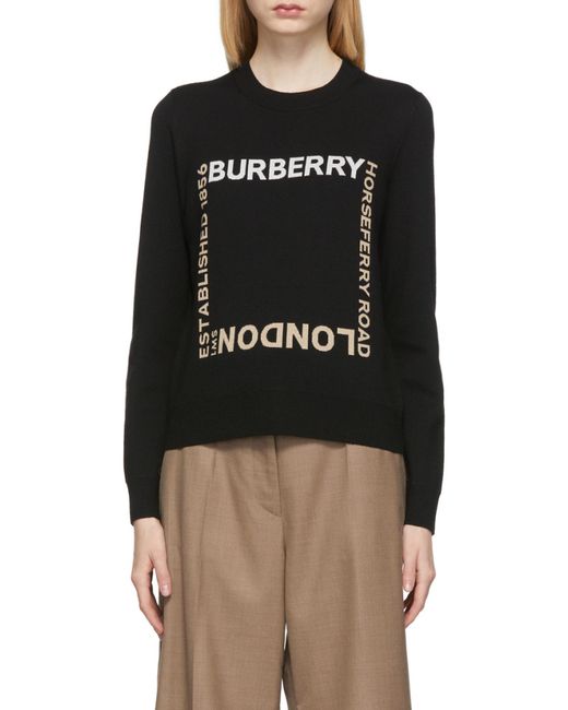 Burberry Black Intarsia-Knit Logo Square Jumper